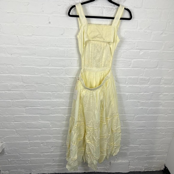 Tularosa Women's Eleanora Embroidered Dress Smocked Mellow Yellow Size M NWT - Picture 4 of 12